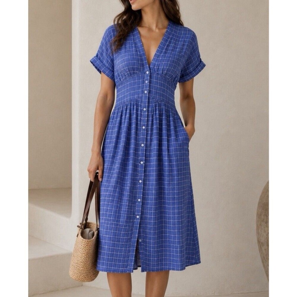 Trovata Birds of Paradise Linen Dress Size 4 Or Small Women’s Midi Beach Summer